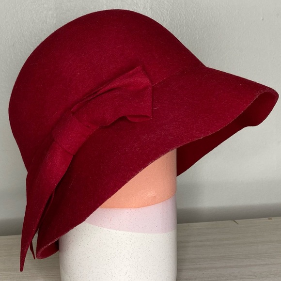 Charter Club Wool vintage style cloche hat red - Picture 2 of 10